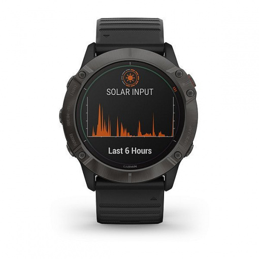 Garmin fenix 6X - Pro Solar titane et carbon Gray DLC avec bracelet noir